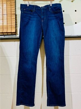 Levi's Dark Indigo Denim Jeans with Tan Leather Patch